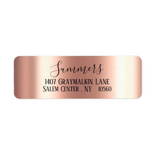 Roos goud geborsteld Metal Script-adres Etiket (Voorkant)