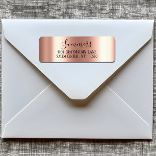 Roos goud geborsteld Metal Script-adres Etiket