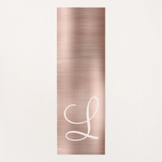 Roos Goud Geborsteld Metallic Roze Monogram Script Yogamat (Voorkant)