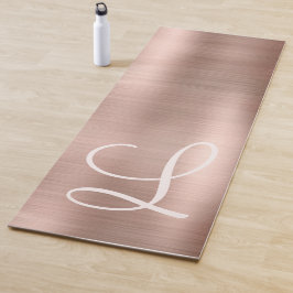 Roos Goud Geborsteld Metallic Roze Monogram Script Yogamat