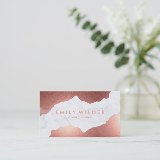 Roos goud gedompeld marmer | Visitekaartje (Staand voorkant)