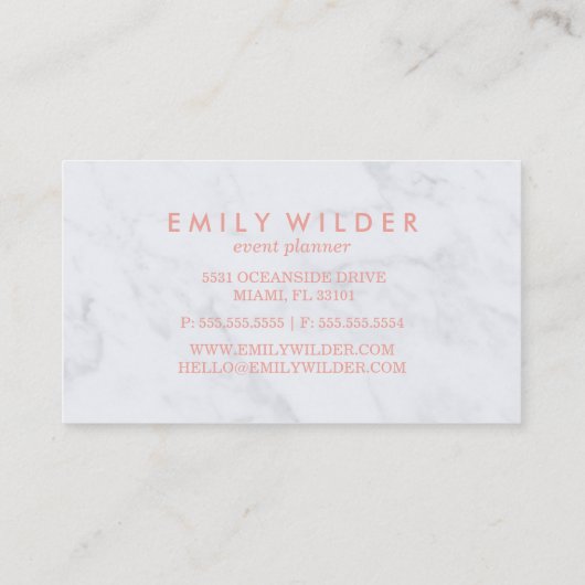 Roos goud gedompeld marmer | Visitekaartje (Achterkant)