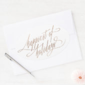 Roos Goud Gelukkigste van Feestdagen Ovale Sticker (Envelop)