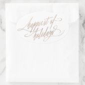 Roos Goud Gelukkigste van Feestdagen Ovale Sticker (Tas)