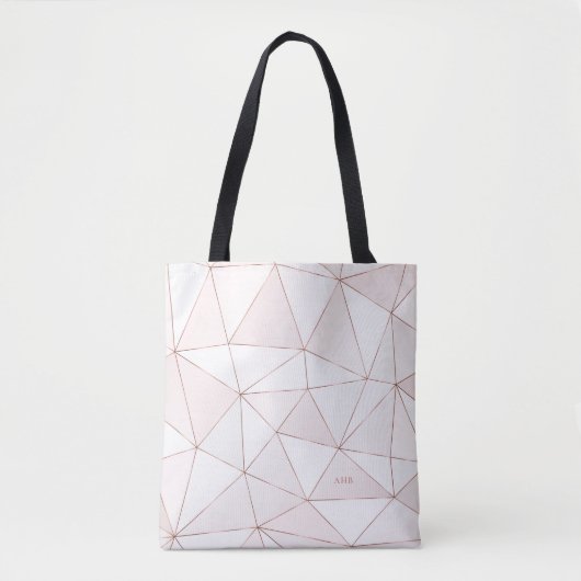  Roos goud geometrisch patroon monogram Tote Bag (Voorkant)