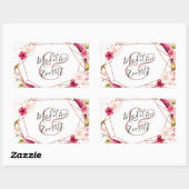 Roos Goud Geometrisch Terrarium Monogram Bruiloft Rechthoekige Sticker (Vel)