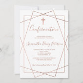 Roos goud geometrische chic white script bevestigi kaart (Voorkant)