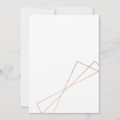 Roos goud geometrische chic white script bevestigi kaart (Achterkant)