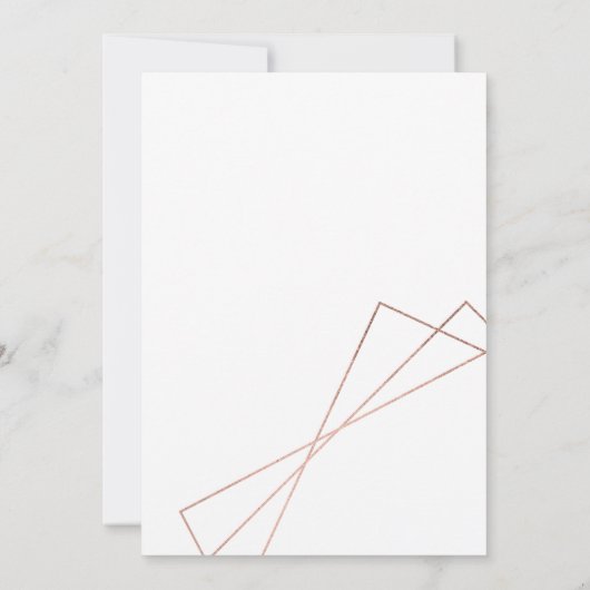 Roos goud geometrische chic white script bevestigi kaart (Achterkant)