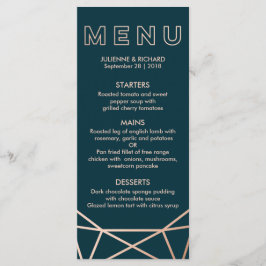 Roos Goud Geometrische Diamant Bruiloft Menu