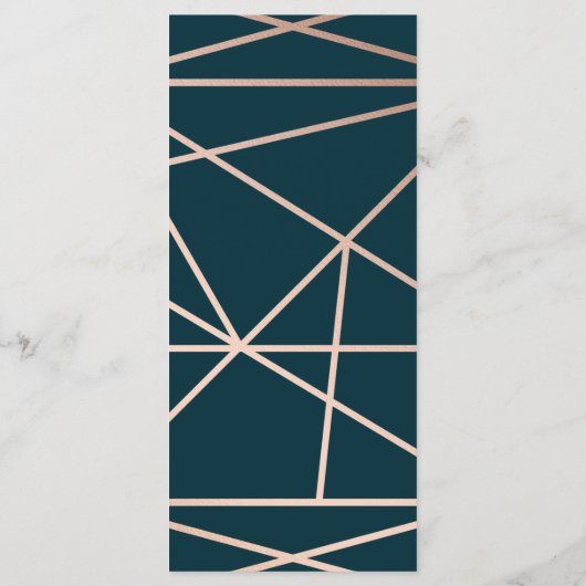 Roos Goud Geometrische Diamant Bruiloft Menu (Achterkant)