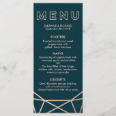 Roos Goud Geometrische Diamant Bruiloft Menu (Voorkant)