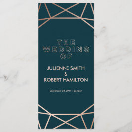 Roos Goud Geometrische Huwelijksceremonie Programm Programmakaart