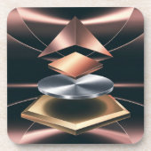 Roos Goud Geometrische Plastic Onderzetter Set (Voorkant)