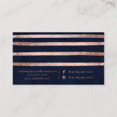 Roos goud geometrische strepen navy make-up typogr visitekaartje (Achterkant)