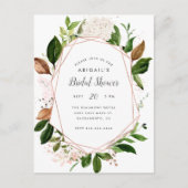 Roos Goud Geometrische Waterverf Bloemen Bruids Sh Uitnodiging Briefkaart (Voorkant)