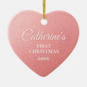 Roos Goud Gepersonaliseerd Eerste Kersthart Keramisch Ornament (Voorkant)