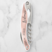 Roos Goud Gepersonaliseerde Bruidsmeisje bruiloft  Kurkentrekker (Achterkant)