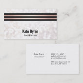 Roos Goud Gestreept Modern Wit Bokeh Glitter Visitekaartje (Voorkant / Achterkant)