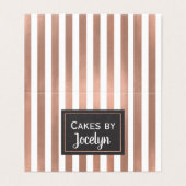 Roos Goud Gestreepte Bakkerij Gevouwen Visitekaart Visitekaartje (Buitenkant ongevouwen)