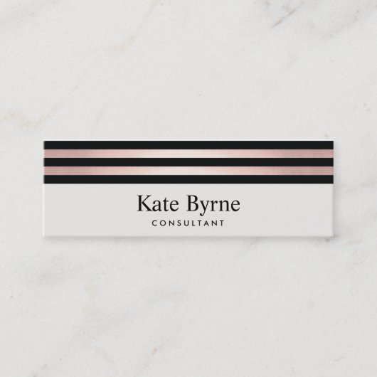 Roos Goud Gestreepte Moderne Salon Stylist Mini Visitekaartje (Voorkant)