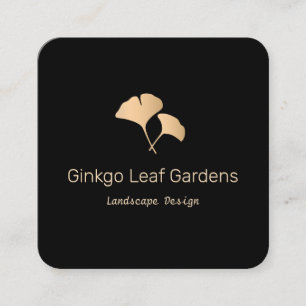 Roos Goud Ginkgo Leaf Landscaping Logo Vierkante Visitekaartje
