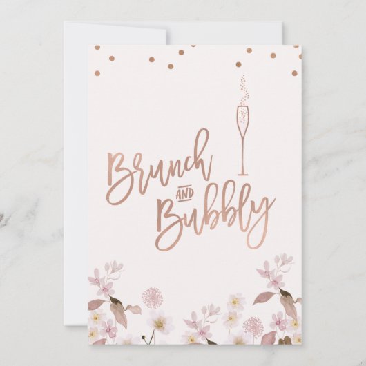 Roos Goud Glas Brunch Bubble Vrijgezellenfeest Kaart (Achterkant)