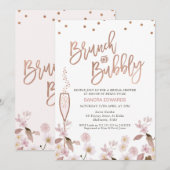 Roos Goud Glas Brunch Bubble Vrijgezellenfeest Kaart (Voorkant / Achterkant)