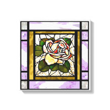 Roos Goud Glas in lood Art Deco
