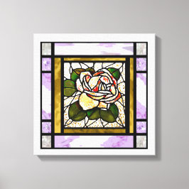 Roos Goud Glas in lood Art Deco Canvas Afdruk