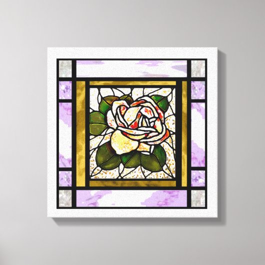 Roos Goud Glas in lood Art Deco Canvas Afdruk (Voorkant)