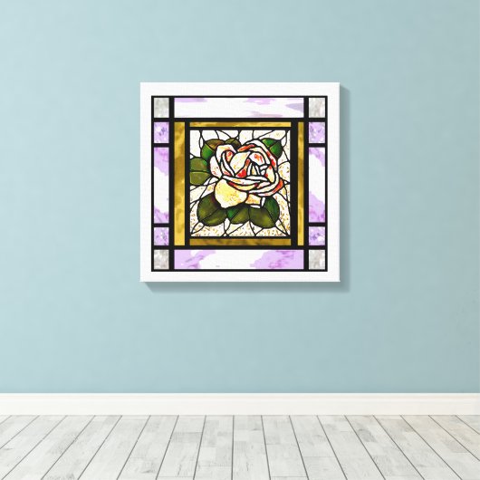 Roos Goud Glas in lood Art Deco Canvas Afdruk (Insitu (Houten vloer))