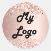 Roos goud glitter afbeelding logo ronde sticker (Voorkant)