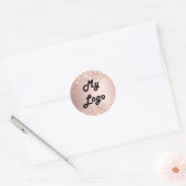 Roos goud glitter afbeelding logo ronde sticker (Envelop)