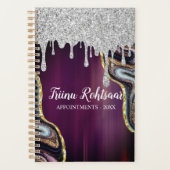 Roos goud glitter agate marmer monogram 2023 planner (Voorkant)