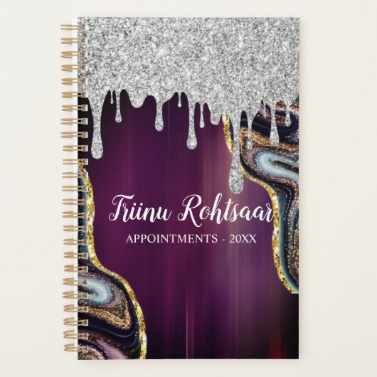 Roos goud glitter agate marmer monogram 2023 planner (Voorkant)