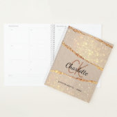 Roos goud glitter agate marmer monogram 2023 planner (Display)