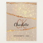 Roos goud glitter agate marmer monogram 2023 planner (Voorkant)