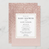 Roos Goud Glitter Baby shower / Sprinkle Kaart (Voorkant / Achterkant)