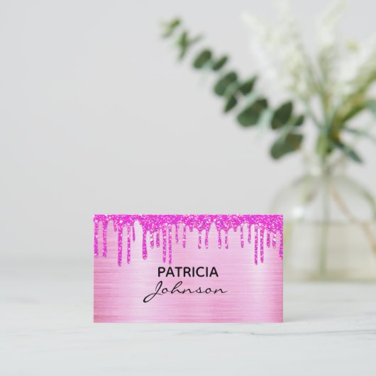 Roos goud Glitter Beauty QR Code Roze modern Visitekaartje (Staand voorkant)