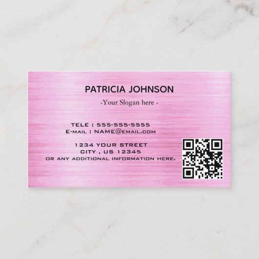 Roos goud Glitter Beauty QR Code Roze modern Visitekaartje (Achterkant)