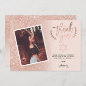 Roos goud glitter bedankt bat mitzvah foto (Voorkant / Achterkant)