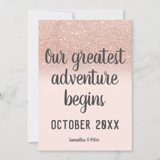 Roos goud glitter blush avontuurlijke foto zwanger aankondiging (Voorkant)