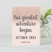 Roos goud glitter blush avontuurlijke foto zwanger aankondiging (Staand voorkant)