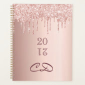 Roos Goud Glitter Blush Monogram initialen 2026 Planner (Voorkant)