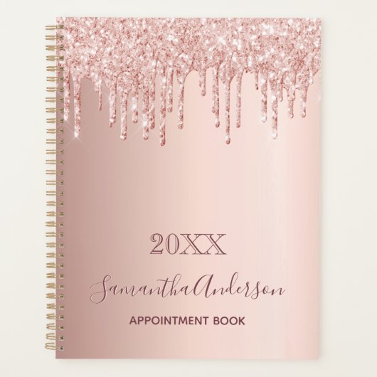 Roos goud glitter blush roze afspraak book 2023 planner (Voorkant)