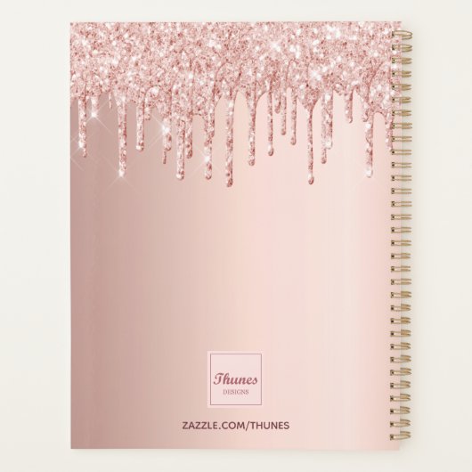 Roos goud glitter blush roze afspraak book 2023 planner (Achterkant)