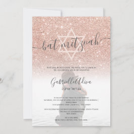 Roos goud glitter blush roze bat mitzvah foto kaart