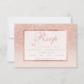 Roos goud glitter blush roze ombre RSVP bruiloft (Voorkant)