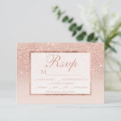 Roos goud glitter blush roze ombre RSVP bruiloft (Staand voorkant)